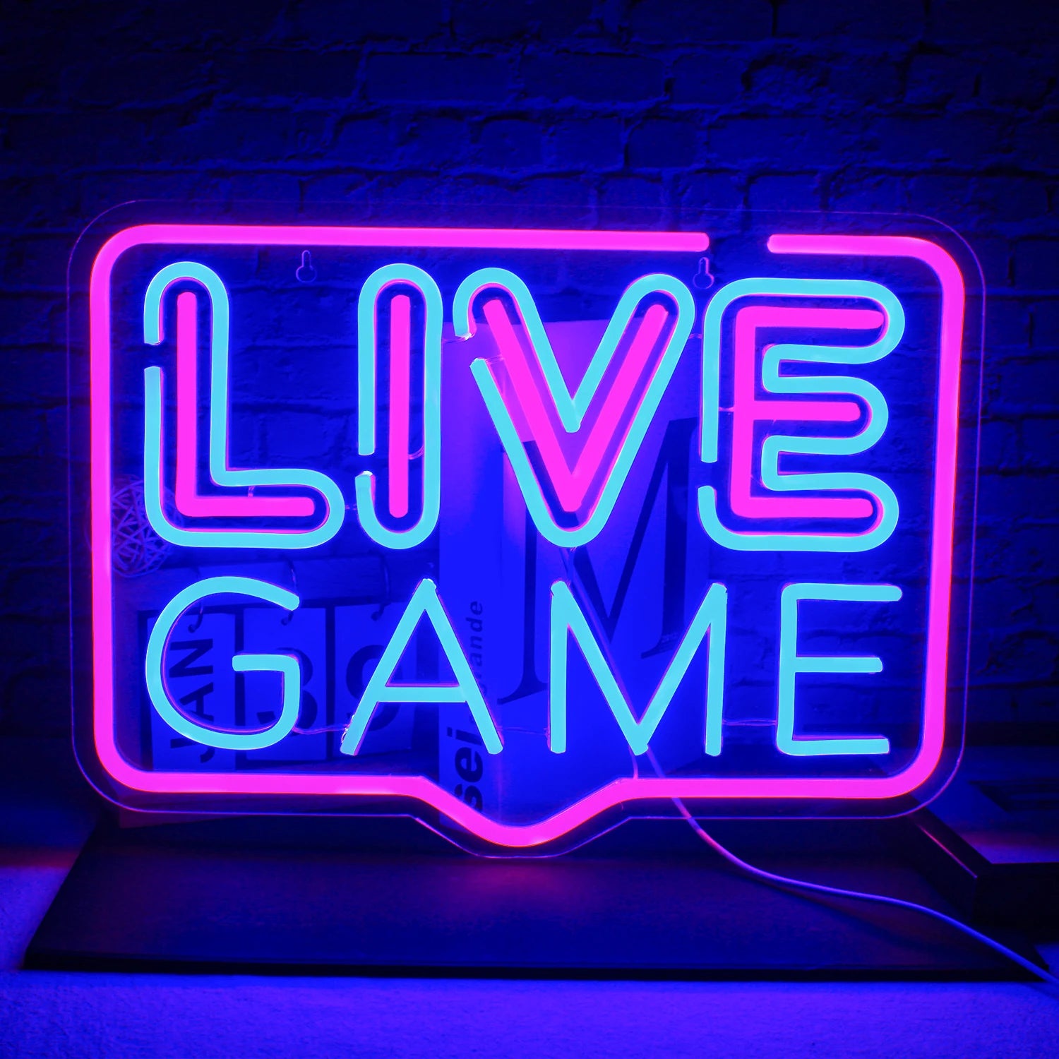 Live Game Neon Sign Pink Blue