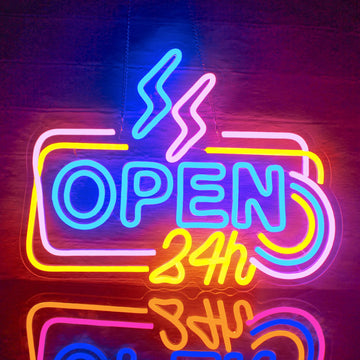 "24 Hours Open" Neon Sign