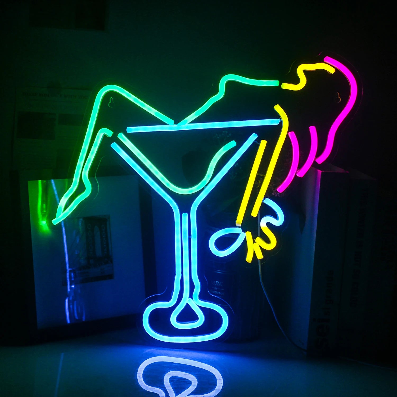 Sexy Woman Wine Glass Neon Sign